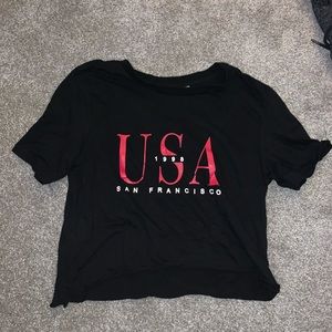 USA distressed crop top